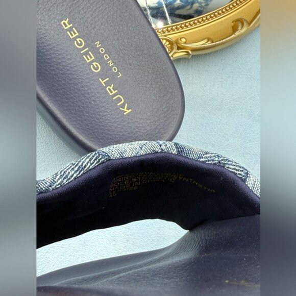 🆕 KURT GEIGER LONDON 🧿 NWOB Blue Denim Meena Eagle Slides, Sz EU 40 US 9 - Picture 8 of 10